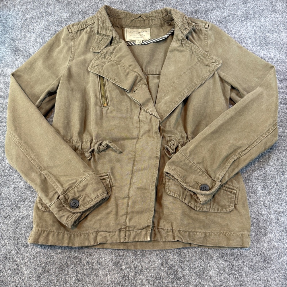 Lucky Brand Utility Jacket Olive Green Lyocell Cotton Drawstring Size S Gorpcore